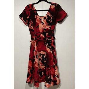 Eva Mendes Red Floral Dress Womens 6 Cottage Core Prairie Romantic Feminine‎